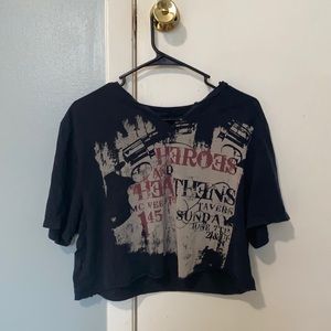 Distressed band tee
